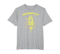 How Rockets Fly Magic Air Aerospace Engineering Scientist T-Shirt, Men's Big and Tall, Heather Grey, 5X Tall