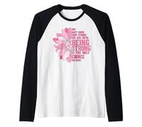 How Strong We are Pink Flower Ribbon Awareness Quote Raglan Baseball Tee