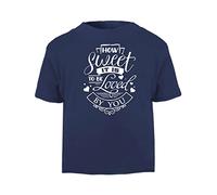 How Sweet it is to be Loved by You (Romantic Quotes for Couples, Anniversary) Short Sleeve Cotton Toddler t Shirt, 1-2 Years, Navy