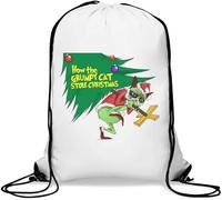 How The Unhappy cat Took Away Christmas Funny Art Gym Sack Casual Drawstring Bag White