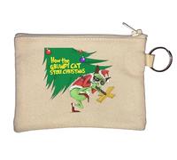 How The Unhappy cat Took Away Christmas Funny Art Key Chain Coin Purse Beige