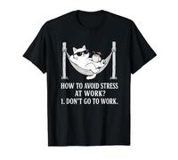 How to Avoid Stress At Work Dont Go Funny Anti Work Cat Value Graphic T-Shirt, Men, Black, XL
