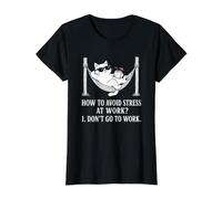 How to Avoid Stress At Work Dont Go Funny Anti Work Cat Value Graphic T-Shirt, Women, Black, S