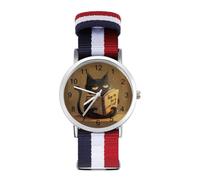 How to Be A Cool Cat Watches for Mens Womens Analog Quartz Easy to Read Adjustable Nylon Strap