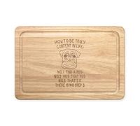 How to Be Truly Content in Life Pug Rectangular Wooden Chopping Board