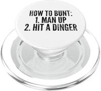 How To Bunt, Hit a Dinger Funny Baseball Player Home Run Fun PopSockets PopGrip for MagSafe