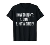 How to Bunt, Hit a Dinger Funny Baseball Player Home Run Fun Value Graphic T-Shirt, Men, Black, L