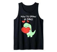 How To Draw A Dino Cute Cartoon Dinosaur Holding a Heart Tank Top