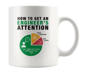 How to Get an Engineer's Attention Funny Gifts for Engineering Boyfriend Husband Student Son Daughter Coworker Friend from Dad Mom Wife Girlfriend Novelty Drinkware Ceramic Mug 11oz White