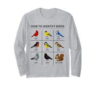 How to Identify A Bird Funny Birdwatching Cute Squirrel Joke Long Sleeve T-Shirt