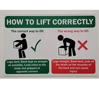 How to Lift Correctly Information Poster Safety Sign - 1mm Plastic Sign (300mm x 200mm)