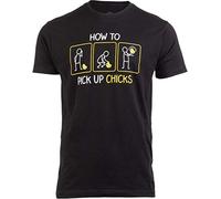 How to Pick up Chicks | Funny Sarcastic Sarcasm Joke Tee for Man Woman T-Shirt-(Adult, M) Black
