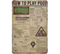 How To Play Pool Metal Sign Retro Billiards Knowledge Tin Sheet Billiards Club Home Bar Room Office Billiard Hall Wall Decor Plaque, Billiard Teaching Metal Sign Opening Decor Gift 8x12 Inch