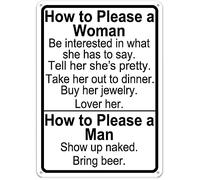 How To Please A Woman And A Man Metal Tin Signs Funny Vintage Tin Sign Wall Art Decor Iron Poster for Home Farmhouse Bar Cafe Pub Garage Man Cave Gifts 12 x 8 Inch