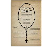 How To Pray The Rosary Poster Christian Catholic Prayer Metal Tin Sign Wall Art Decor for Home Bedroom Living Room Kitchen Garage Bar Cafe Office Vintage Rustic Decorative Plaque 8x12 inch