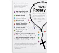 How To Pray The Rosary Poster Christian Catholic Prayer Metal Tin Sign Wall Decor for Home Garage Bar Office Patriotic Vintage Rustic Aluminum Decorative Plaque 8x12 inch