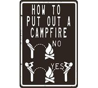 How To Put Out A Campfire 12" x 8" Funny Tin Sign Camping Themed Lake House Cabin RV Trailer Decor Accessory