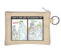 How to Talk to Your Barbarian Girlfriend Rome Legion Empire Meme Key Chain Coin Purse Beige