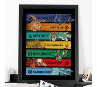 How to Train Your Dragon - Dragons and Names Colour List Poster Wall Art (Unframed, A5)