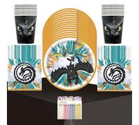 How To Train Your Dragon Party Supplies Pack for 16 Guests - Includes 9" Plates, Luncheon Napkins, Cups, Table Cover & Birthday Candles - Official Birthday Decoration Set for Kids