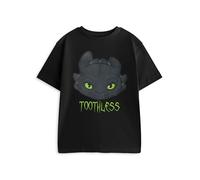 How To Train Your Dragon Toothless Boys Black Short Sleeved T-Shirt | Graphic Tee with Character Print | Kids Movie Merchandise for Casual Wear Merch - 13-14 Years
