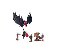 Dreamworks Dragons, Trial of Flame, Blazing Battles Toothless Cannon Blast Playset, Dragon Figure Playset with 3 Cardboard Viking Figures for Ages 4 and up