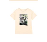 How To Train Your Dragon Toothless & Dragons Flying Outline Kids T-Shirt, Natural in Beige | Size: 7-8 Years How To Train Your Dragon Beige 7-8 Years