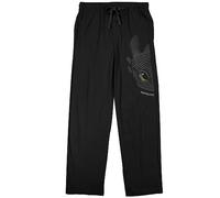 How to Train Your Dragon Toothless Line Art Men's Black Sleep Pants, Black, XL