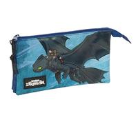 How to Train Your Dragon - Triple Pencil Case, Children's Pencil Case, Ideal for School Age Children, Comfortable and Versatile, Quality and Resistance, 22 x 3 x 12 cm