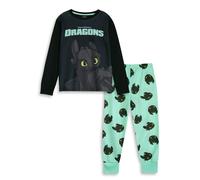 How to Train Your Dragon Unisex Kids Black Toothless Long Sleeve Long Leg Pyjama Set - 9-10 Years