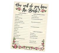 How Well Do You Know The Bride Game - Hen Party Game for Guests - Shabby Chic Hen Night Game - Bridal Shower Party Activity - 10 Pack - Lovely Little Things