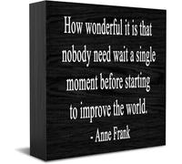 How Wonderful It Is That Nobody Need Wait A Single Moment Wood Box Sign,Desk Decor For Home Office,Tabletop Shelf Decor,5X5 Inch