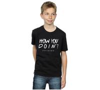 (12-13 Years, Black) Friends Boys How You Doin? T-Shirt