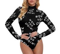 How You Doin Women's Mock Turtle Neck Bodysuit Long Sleeve Tops Body Suits M