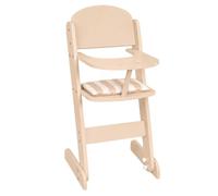 howa 28403 Doll's High Chair Stripes Wooden Doll Furniture with Seat | High chair for movable dolls up to 48 cm, beige with striped seat cushion