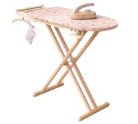 howa Miniflowers Wooden Toy Ironing Board Children Foldable Height Adjustable with Iron, Clips, Hangers and Hooks 2060