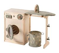 howa Wooden Kids Washing Machine "Lucky" with Clothesline, Ironing Board, Laundry Basket and Iron 48142