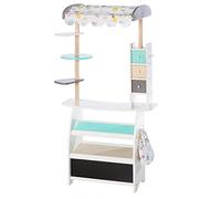 howa Wooden Toy Market Stall 'Funny' - Child-Friendly, Durable, Timeless Kids Shop | Wooden Market Stall for Kids with Awning and Shopping Bag - Dimensions: 122x70x50 cm 47471