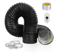 HOWAB 100mm Ducting Length 2m: Aluminium PVC Tumble Dryer Vent Hose, 3.94inch/100mm Flexible Ducting, Three Layer Tumble Dryer Hose with 2 Clamps for Extractor Fan Cooker Hood Air Conditioner (Black)