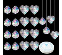 HOWAB Crystal Ball Prism Suncatcher: 20 Pcs Sun Catchers for Windows,Hanging Crystals Droplets Heart,Rainbow Pendants Maker with Clear Fishing Line,Decorations of Chandelier