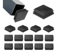 HOWAB Square Chair Leg Caps: 16pcs Plastic Tube End Cap,Table Leg Floor Protectors,Reusable Box Section Plastic Bungs,Square Black Plugs for Fence Posts,Bed Frame,Metal Tube (40×40 mm)
