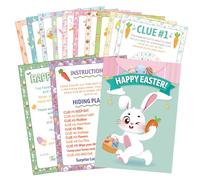 HOWAF 10 PCS Easter Egg Hunt Clues Cards, Outdoor Scavenger Hunt Game for Kids, Party Game Activities Easter Games for Children, Friends, Family