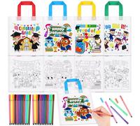 HOWAF 12 Preschool Graduation Decorations Colour Your Own Bags, Preschool Games Graduation Gift Bags Class of 2025 Crafts for Kids Non-Woven DIY Graffiti Party Bag & Pens Paint Your Own Sets for Kids