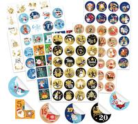 HOWAF 12 Sheets-288pcs Christmas Advent Calendar Stickers, 1-24 Advent Calendar 2025 Stickers Christmas Countdown Number Sticker Self-Adhesive Sticker for Crafts DIY Christmas Decorations