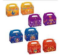 HOWAF 12pcs Diwali Gifts Boxes with Handles, Happy Diwali Boxes with Diyas & Rangoli Designs for Wedding Favour boxes Indian Sweets Gift Box diwali Decorations, 4 Designs