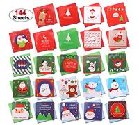 HOWAF 144 Pcs Mini Christmas Cards, Merry Christmas Assorted Greeting Cards Blank Note Cards Xmas Card in 24 Cute Festive Designs with Envelopes, Ideal for Kids Gift, 2.7x 2.7 Inches