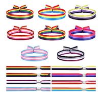 HOWAF 16 PCS LGBT Gay Pride Bracelet Wristband, Rainbow Bracelet Lesbian Trans Bisexual Pansexual Non Binary Asexual Flag Wristband for LGBT LGBTQ Gay Pride Accessories Rainbow Accessories