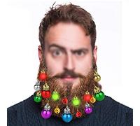 HOWAF 16Pcs Christmas Beard Ornaments, 4Pcs Sounding Jingle Bells, 4Pcs Beard Lights Beard Bauble Ornaments, 8Pcs Colors of Facial Hair Baubles, Novelty Festive Looking Decoration Christmas Men Gift