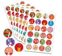 HOWAF 192pcs Christmas Advent Calendar Stickers, 1-24 Advent Stickers Number Sticker Christmas Countdown Stickers DIY Crafts Xmas Label Stickers for Christmas Decorations Party Favors