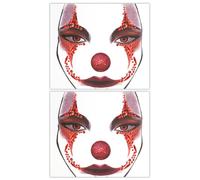 HOWAF 2 PCS Halloween Face Stickers Jewels, Clown Face Tattoos Rhinestone Temporary Tattoos for Clown Costume Halloween Costumes Men Women Kids, A